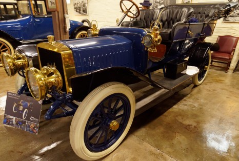 The 1908 5-Passenger Touring Car -- note the huge headlights!
